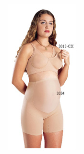 013-CX: Breast Feeding Bra, Pre-Molded and Seamed Cup, Adjustable Straps, Feeding Closure.  3034: Pregnancy Short Girdle, Abdominal Support, Mid Thigh Length, Closed Crotch. Option: 3034-FA: Open Crotch (Phone Order)     3013-CX: Brassier de Maternidad, Pre-Hormada y Copa Con Costura, Tiras Ajustable, Cierre.  3034: Faja Short De Maternidad, Soporte Abdominal, Media pierna de largo, abertura cerrada Option: 3034-FA: Abertura Abierta (Phone Order)  