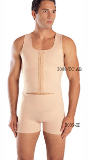 3009-TC-AB : Male Compression Vest, Front Closure, Reinforced Torso Area. 3009-H : Male Hernia Briefs with Legs         3009-TC-AB : Chaleco de Compresion para Hombre, Cierre Delantero, Resfuerzo en el Torso. 3009-H : Hernia Short Boxer Para Hombre con Piernas    