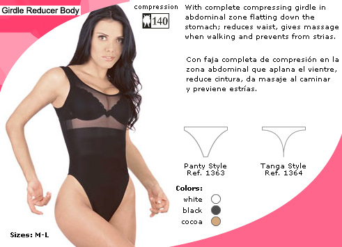 Girdle Reducer Body Compression 140 With complete compressing girdle in abdominal zone flatting down the stomach; reduces waist, gives massage when walking and prevents from strias. Con faja completa de compresion en la zona abdominal que aplana el vientre reduce cintura, da masaje al caminar y previene estrias.